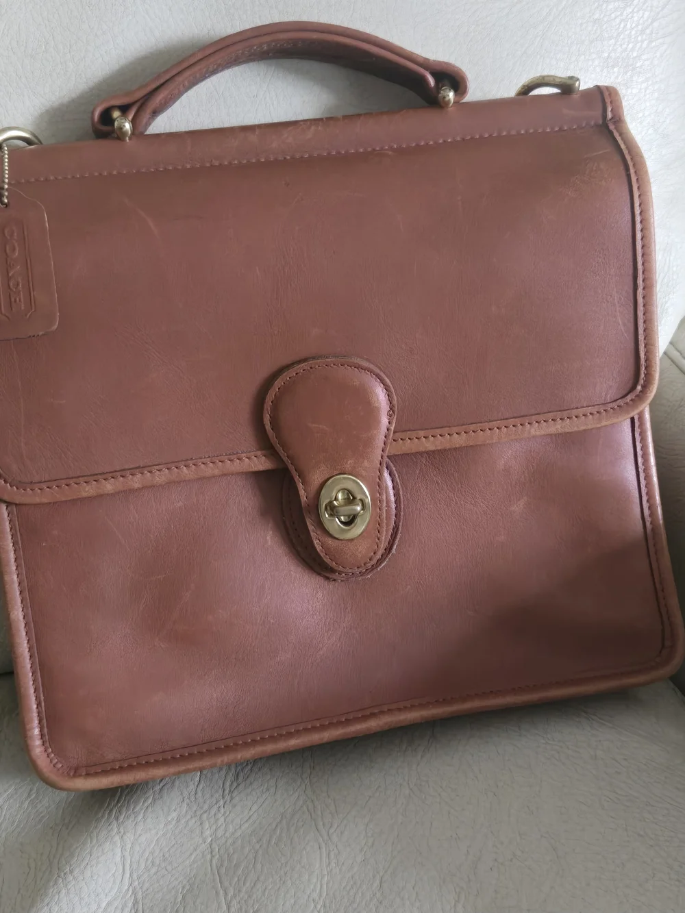 Coach Vintage Brown Leather Briefcase Crossbody 9927 - Picture 4 of 16